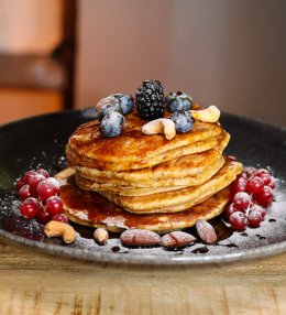Packed Protein Pancakes with Greek Yogurt & Berries